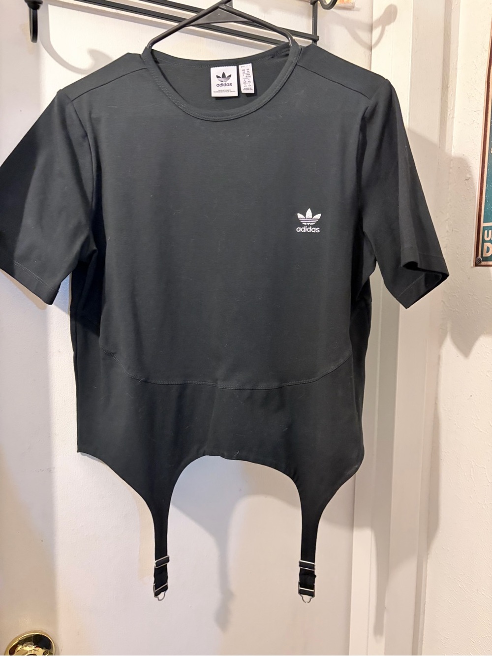 Adidas- size XL- black top with faux garters. NWOT